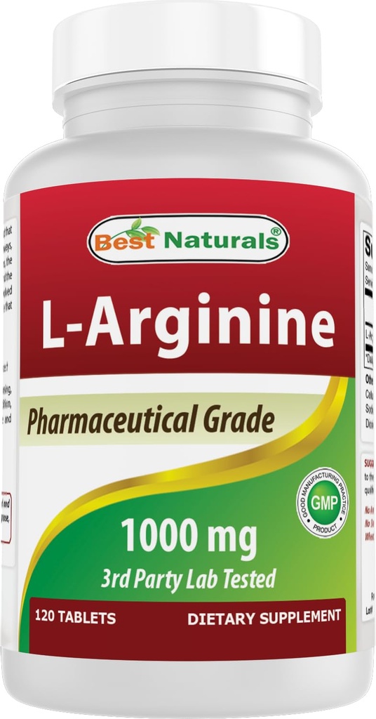 (Noua formulă îmbunătățită) Cele mai bune naturale L-Arginină 1000 mg 120 comprimate - grad farmaceutic L Arginina Supliment promovează Sinteza oxid de azot