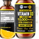 HERBIFY Vitamina D3 10000 UI - Produsă în Statele Unite ale Americii picături de vitamina D lichid - Concentrație osoasă și supliment de sprijin imun - Înlocuire de soare - D3 Vitamină osoasă și dinți - 2 Oz