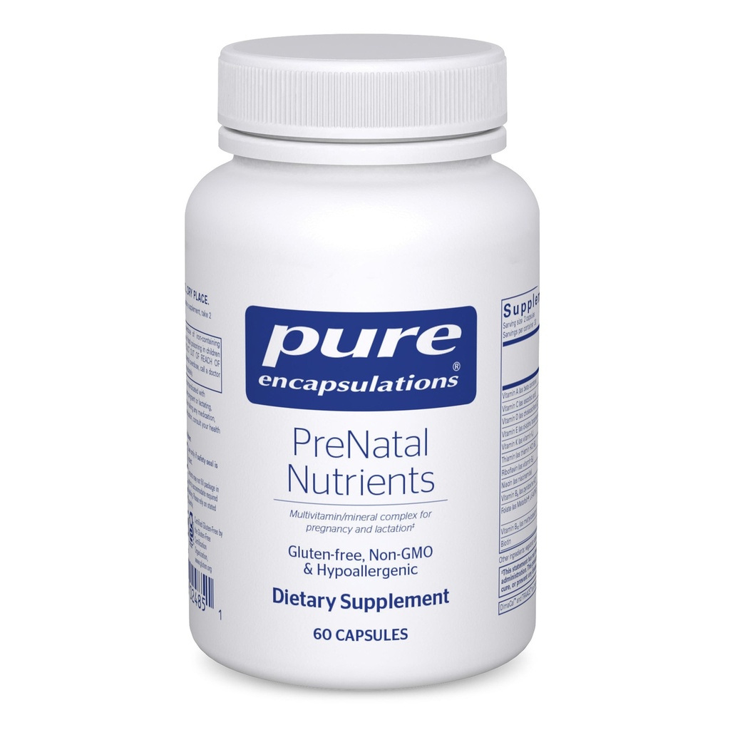 Encapsulations Pure PreNatal Nutrients - pentru Sarcina & Alăptarea - SIDA Energy & DNA Development* - cu Folate, Choline & Fier - Gluten Free & Non-GMO - 60 capsule