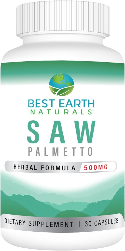 Cel mai bun pământ naturale a văzut Palmetto 500 mg pentru a sprijini parul, prostata, tractul urinar 30 Conte