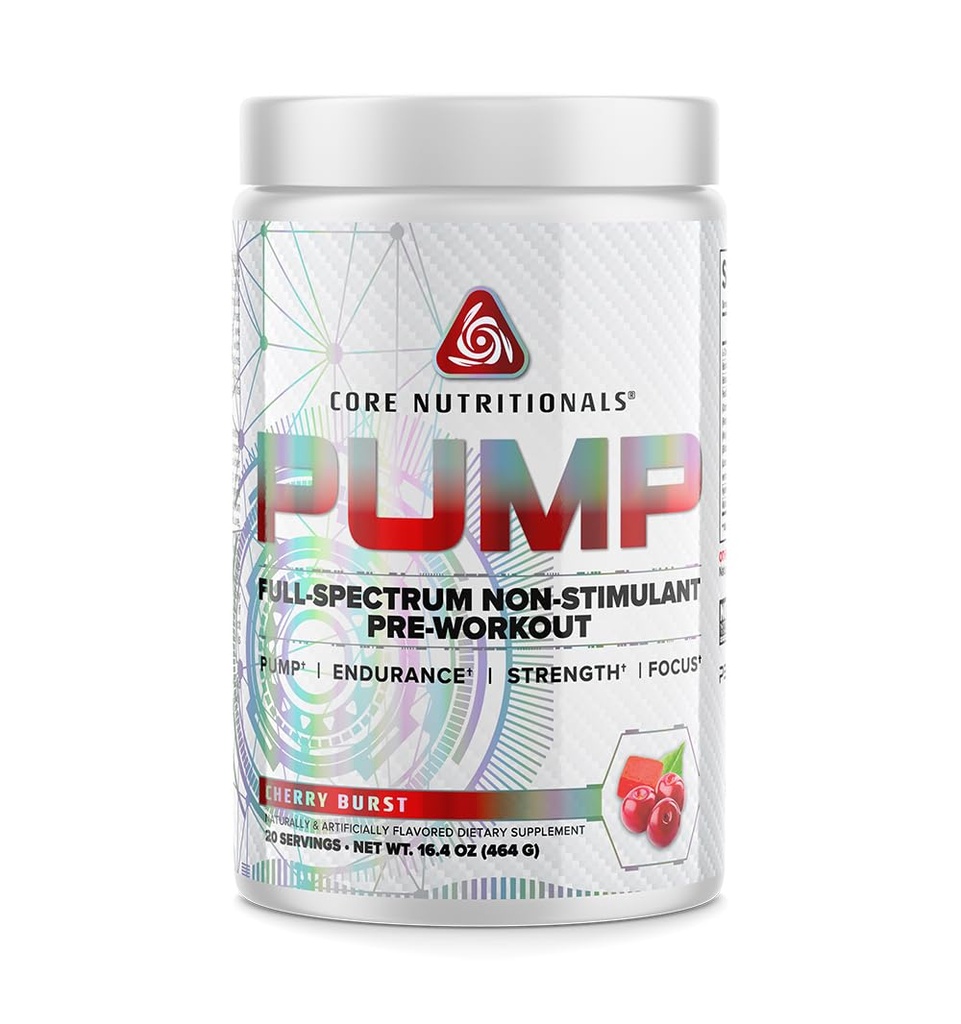Nucleu nutritionals Pompa Full-Spectru non-Stimulant Pre-Garning, cu N03T Nitrate, Peak02, Alpha GPC, pentru pompa maxima, Putere, si performanta 20 Serviri (Cherry Burst)