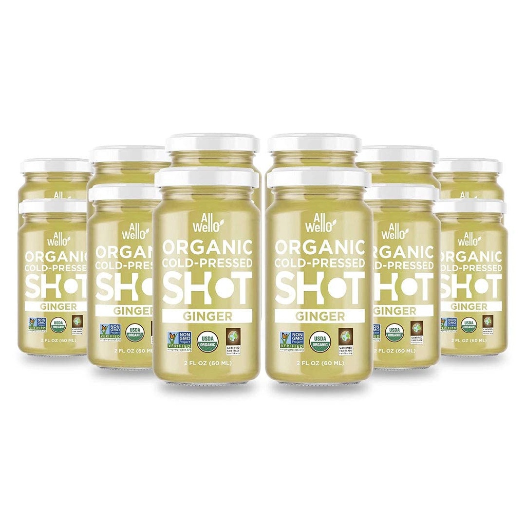 ALLELLO Ginger Shot, 60 ml, USDA Organic Immune Booster cu Natu-RAL 12 Unităţi pe caz (12 Pack)