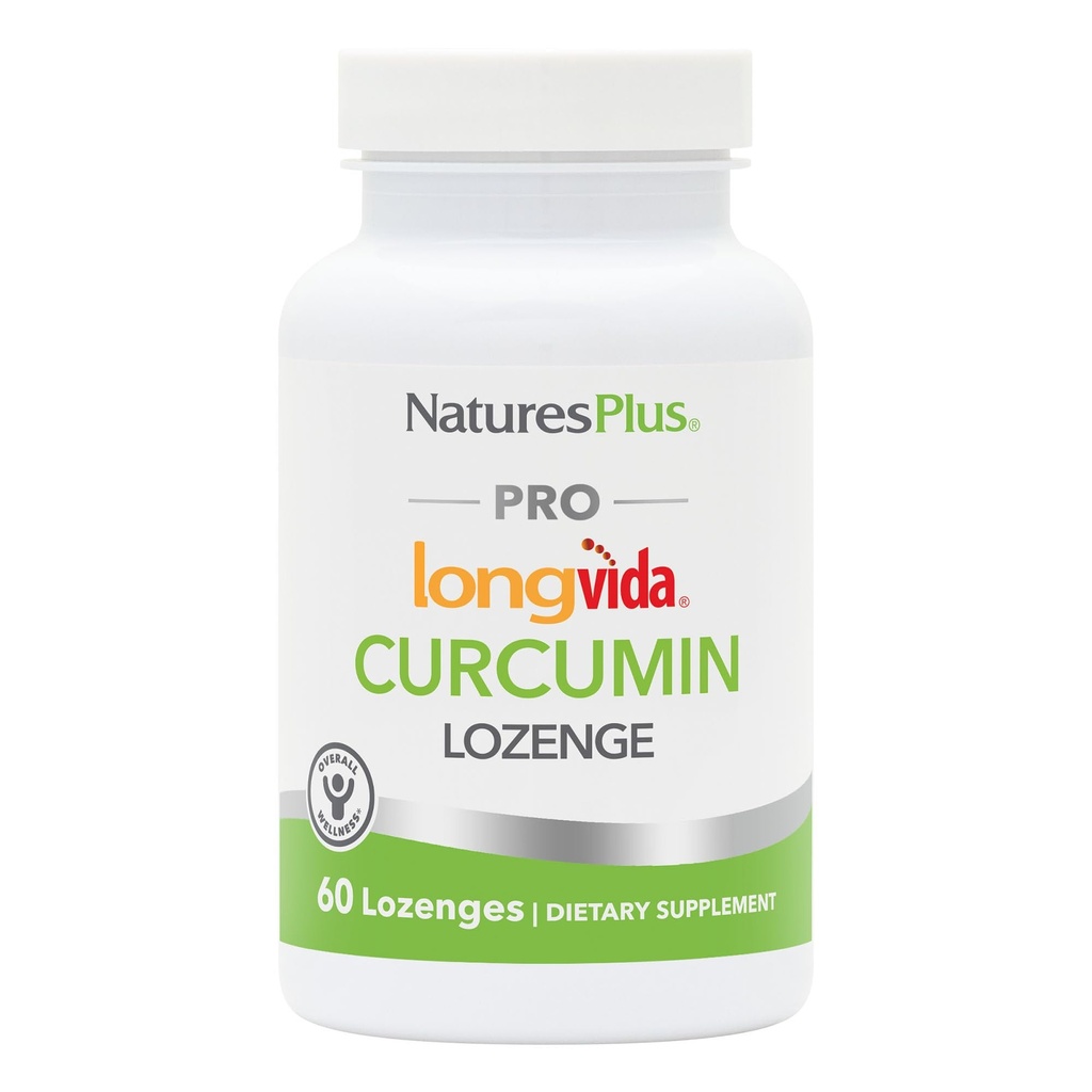 NaturesPlus PRO Longvida Curcumin - 60 Lozenges - Promovează protecție radicală sănătoasă - non-GMO, Vegan, Gluten gratuit, Soy gratuit - 30 Serviri