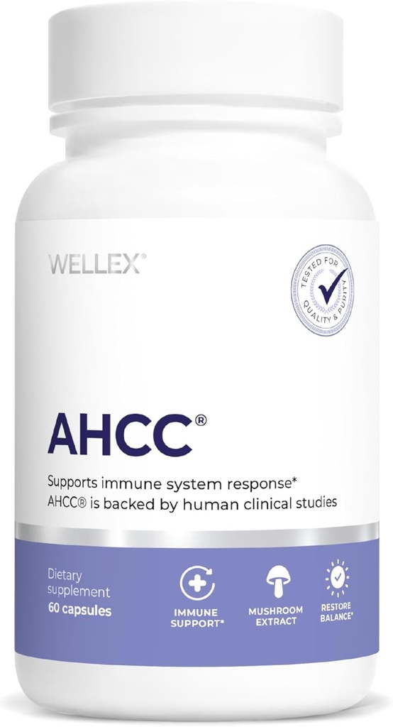 Suplimentul AHCC - Rezistenţă maximă - Extract natural de suport imun - Menţine activitatea celulelor ucigaşe naturale - 20+ Studii de cercetare umană - 60 Capsule vegetale (1 ambalaj)