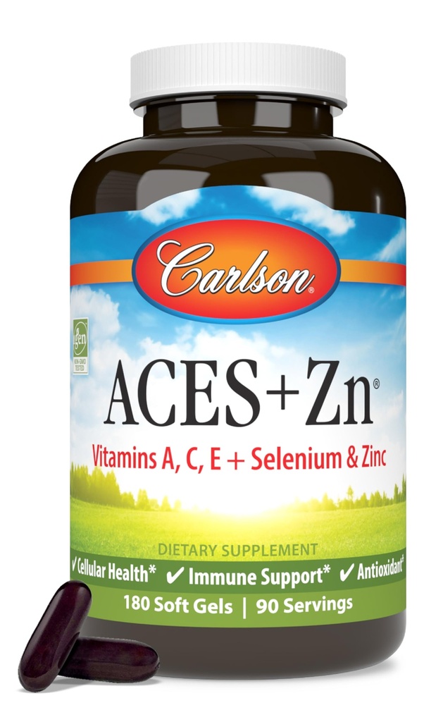 Carlson - ACES + Zn, Vitamine A, C, E + Seleniu & Zinc, Cellular Health & Immune Support, Antioxidant, 180 Softgels