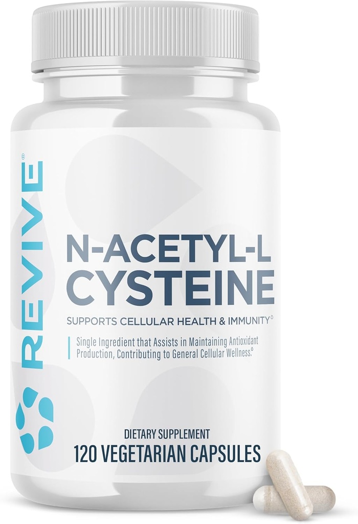 Revive MD NAC Supliment pentru bărbaţi şi femei - N-Acetyl Cysteine susţine sănătatea respiratorie, cardiovasculară şi celulară - suport antioxidant şi imun (120 capsule, 60 serviri)