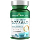 Produse de puritate ulei de semințe negru de mare potențial - dublă rezistență + rece presat - 3% Thymochinonă - 500 mg chimen negru ulei de semințe - Omega 6 + 9 Acidi grași esențiali - ușor de înghițit - 30 Mini Softgels