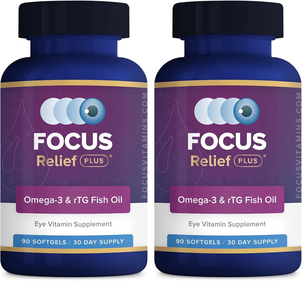 Focus Relief Plus uscat ochi Formula (180 ct 60 zi de aprovizionare) Omega 3 Supliment - uscat ochi de ajutor - Omega 3 ulei de pește