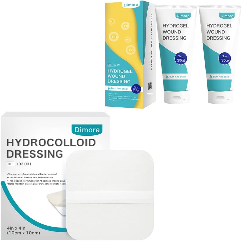Hidrocoloid Wound dressing 10 Pack Ultra Thin 4" x 4" + 2 Packs Hidrogel Wound Dressing