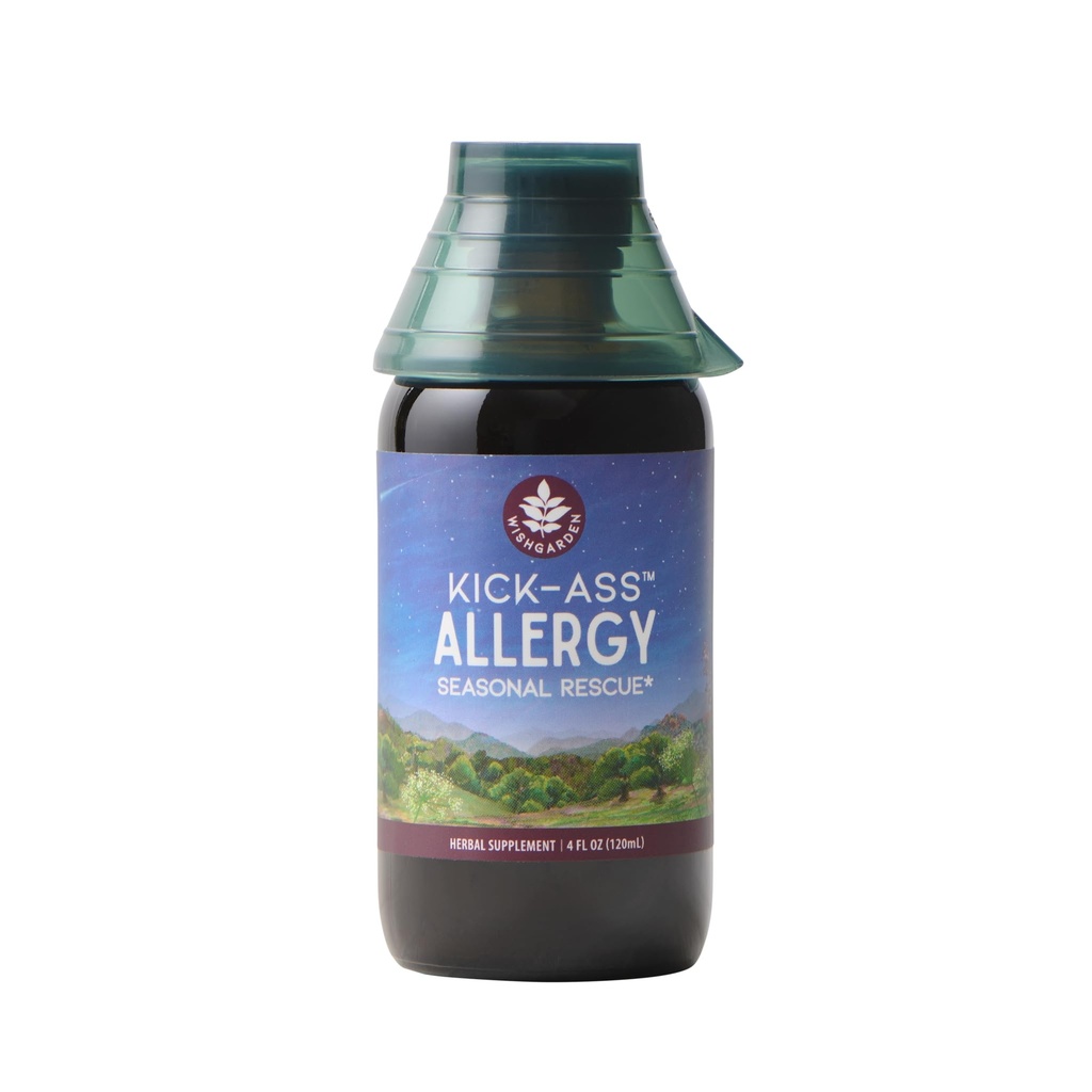 WishGarden Herbs Kick-Ass Alergia - plante-Based non-Drowsy Herbal Alergia Supliment cu Nettle Leaf, Echinacea, & Yerba Santa, Suportă răspuns histamina sănătos la Iritanți sezonieri, 4oz