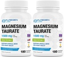 Puregen Labs Magneziu Taurate 1500mg per Serving [High Potenty] Total 360 Veggie Caps, Chelated for Superior Absorbtion, Non-GMO, NO Gluten and Days 