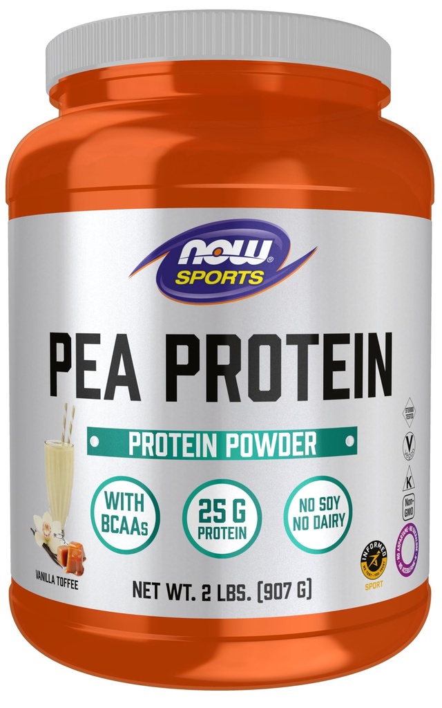 Acum alimente Sport Nutritie, Pea Proteina 25 g Cu BCAAs, Digested Ușor, Vanilla Toffee Pulbere, 2-Lound