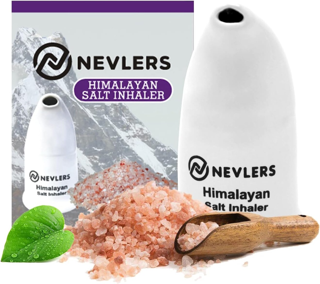 Nevlers White Himalayan Salt Inhalator pentru Plămâni & nas cu 6 Oz Coarse roz Himalayan Marea sare 