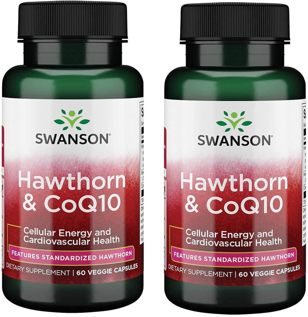 Swanson Hawthorn & Coq10 60 Capsule Veg (2 ambalaje)