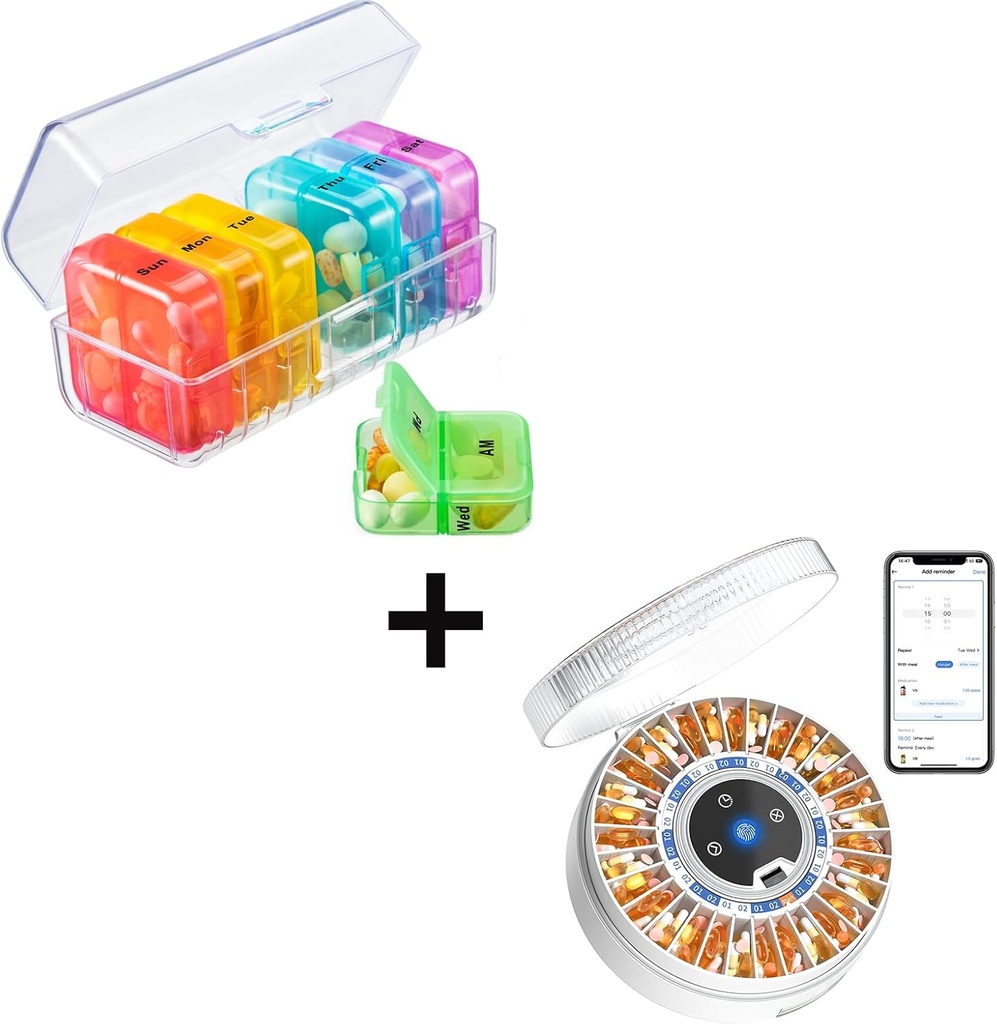 Zoksi Pill Organizator 2 ori pe zi Automat Pilula Dispenser