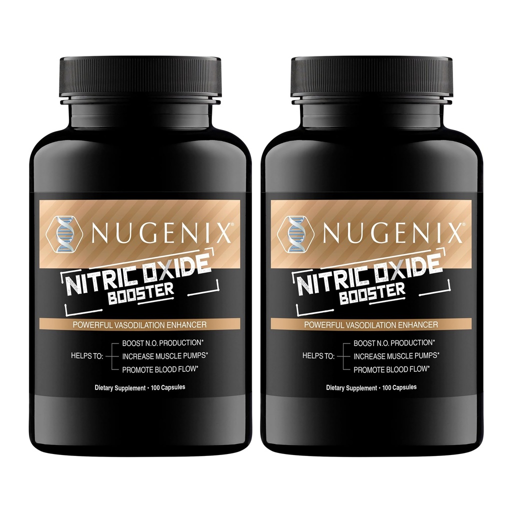 Nugenix Nitriți Oxid Booster Supliment - Flux azotat de oxid, L-Arginină, L-Citrulină, Extract de scoarță de pin - Vasodilatator - 200 Conte