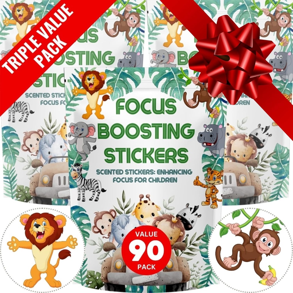 Focus Stickere de stimulare (90 Pack) - Suporte Creier sănătos pentru atenție, Hârtie, Bubble Design, Drog gratuit, Haine, Unisex
