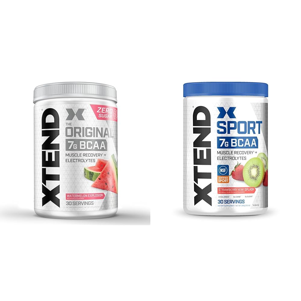 XTEND Original BCAA pulbere Pepene verde Explozie & Sport BCAA pulbere căpșuni Kiwi Splash - Electrolit pulbere pentru recuperare și hidratare cu aminoacizi - 30 Serviri