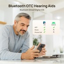 Adjudecatoare auditive OTC pentru Seniori, RIC700 Plus Bluetooth Call Activat pentru iOS, Wireless Reîncărcabile Audiere, Reducerea zgomotului & App Control, Rescription-Grade Sound, Aproape invizibil (Aur)