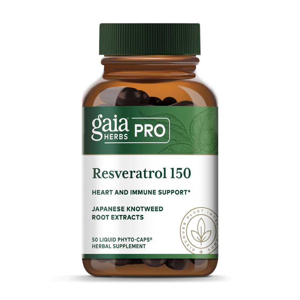GAIA HERBS PRO Resveratrol 150 - Oferte Heart Health & Immune Support - Conține knotweed japonez - Vegan, Soy-Free & Gluten-Free - 50 Fito-Caps lichide (25 Servings)