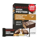 USASHI High Proteine Bar, 45g Proteine, 2g Total Sugars, Unt de arahide și lapte Ciocolată acoperită, Post Workout și proteine Snack Pe Go, 12 pachet de 3.2oz (90g) Baruri