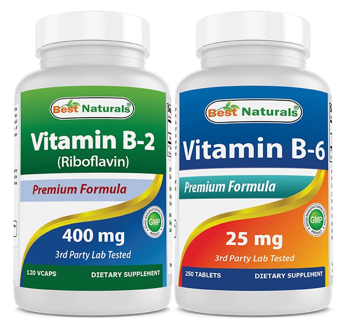 Cele mai bune naturale vitamina B2 (Riboflavină) 400mg & Vitamina B-6 25 Mg