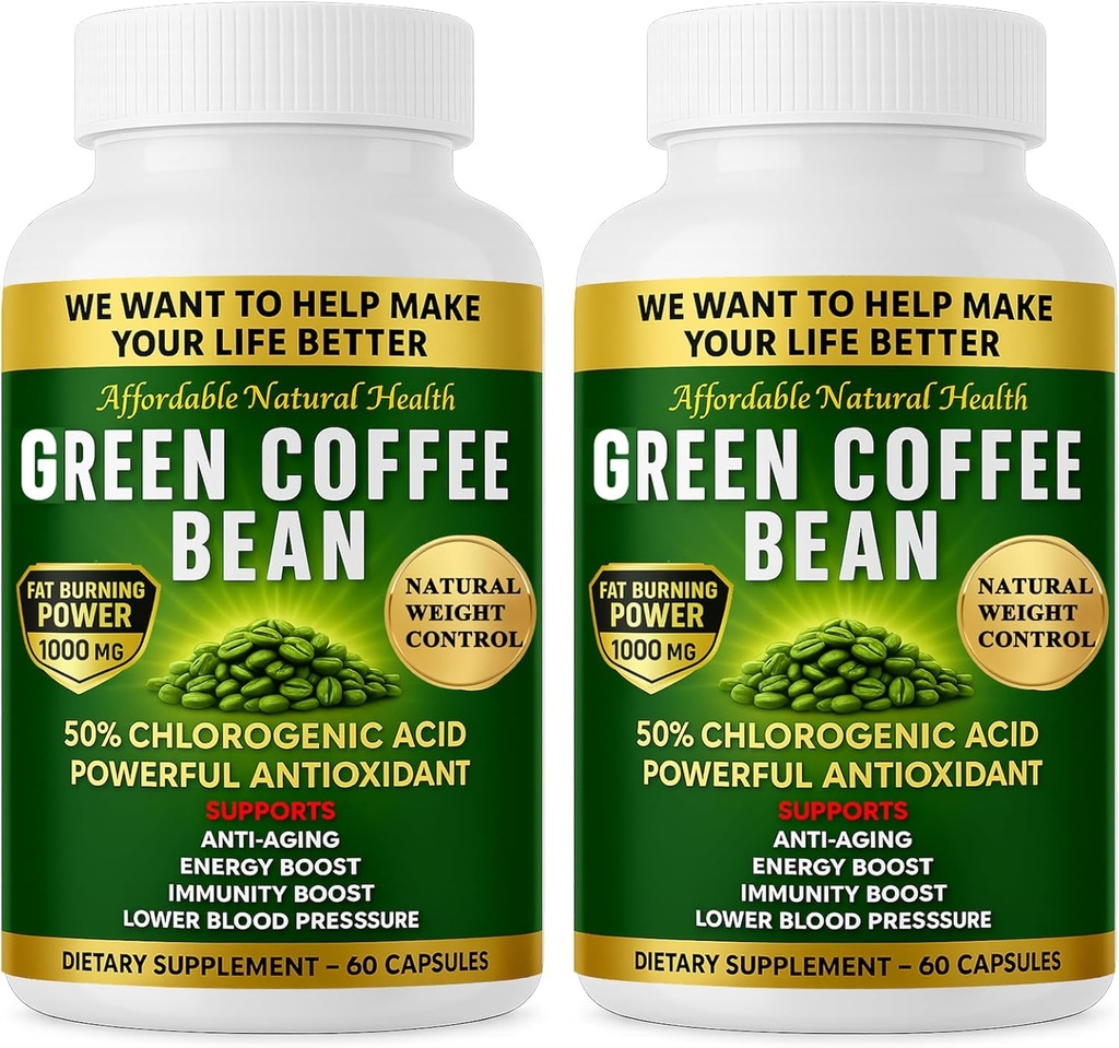 Extract verde de cafea, capsule pure de cafea verde, 50% Acid clorogenic, 10.000 mg puterea, 120 capsule, 4 luni de aprovizionare, non-GMO și gluten gratuit, supliment tradițional de plante