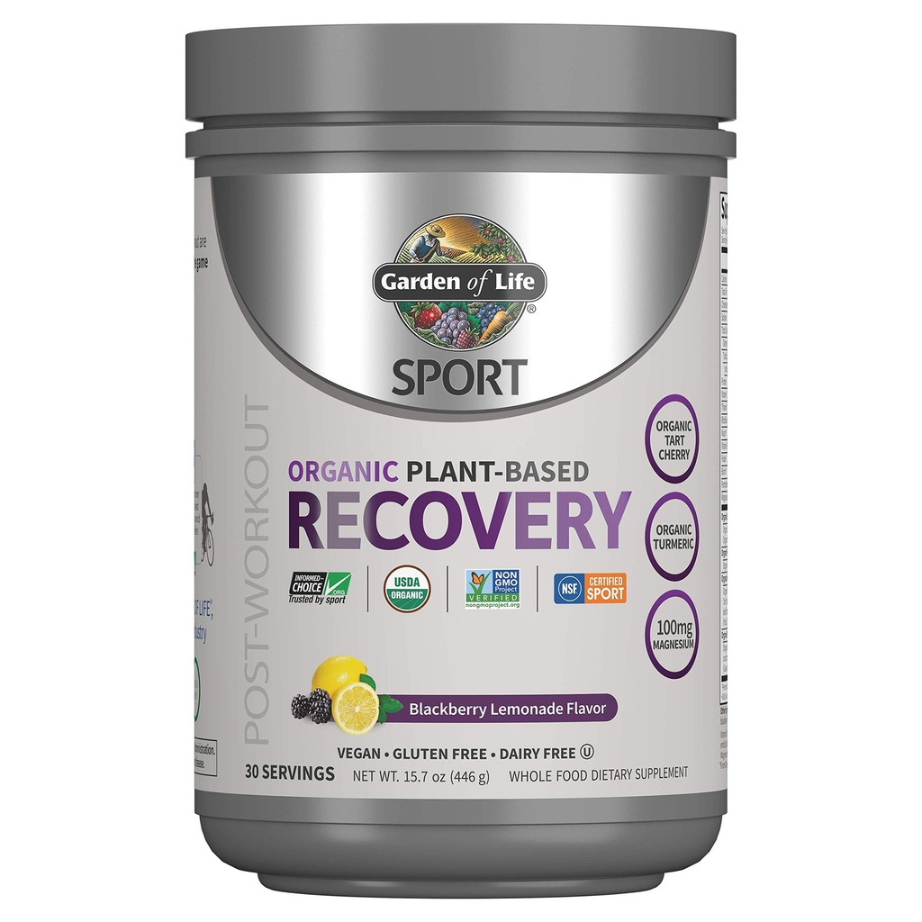 Gradina de viata Sport Vegan Post Antrenament de recuperare musculare Pulbere pentru bărbaţi şi femei - BlackBerry Lemonade 30 Serviri, Organic Plant based Recovery, 100mg Magneziu, Antioxidanti, Post Antrenament Suplimente