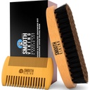 Perie de barbă și pieptene - perie de barbă naturală Bristle barbă și pieptene barbă pentru bărbați - Set facial de îngrijire a părului pentru bărbați - mustață Stilling, instrumente de formare și formare