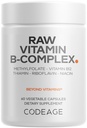 Codaj Vitamina bruta B-complex Supliment - Vitamine esentiale B cu probiotice, enzime digestive, fructe si legume - aprovizionare 2-luna - Methylfolat - Biotina - Vitamina B12 - Non-GMO - 60 capsule