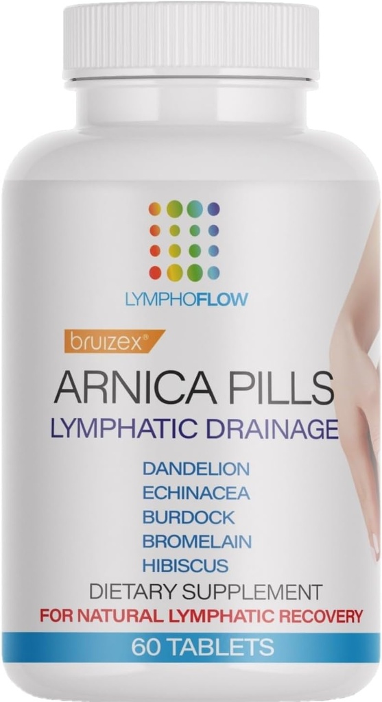 Bruizex Arnica Pills Post Chirurgie Recuperare pentru Bruising, Umflare & Drenaj limfatic, Lipedem, Limfedem & BLL, Tratamentul Fibrosis, Utilizarea cu Masssager Tool, Massage Oil & Lipofoam, 60 comprimate