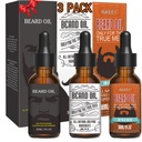 3 Pack Barbă ulei pentru bărbați, condiționarea și hidratarea pentru o mai bună creștere barbă - Set de cadouri (Fengyin Ceai verde / mișcare de strălucire / Azur)