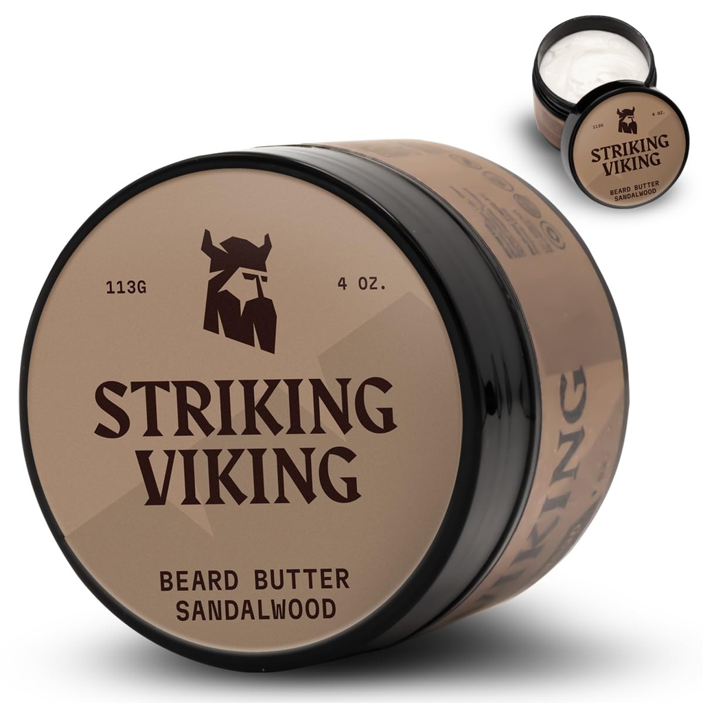 Viking Sandalwood Beard Softener pentru bărbați - Formula Cream fără grăsime cu ingrediente naturale pentru barbă hidratată și răcoritoare (4oz)