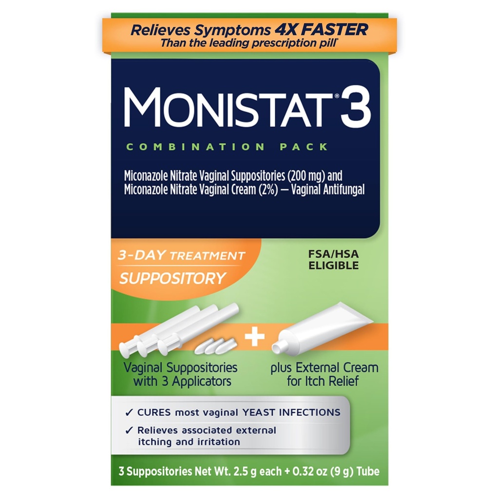 Monistat 3-Ziua Tratamentul infectiei cu Drojdii pentru femei, 3 Miconazol Vaginale Exteriore & External Itch Relief Cream (9g Tub) Combo Pack