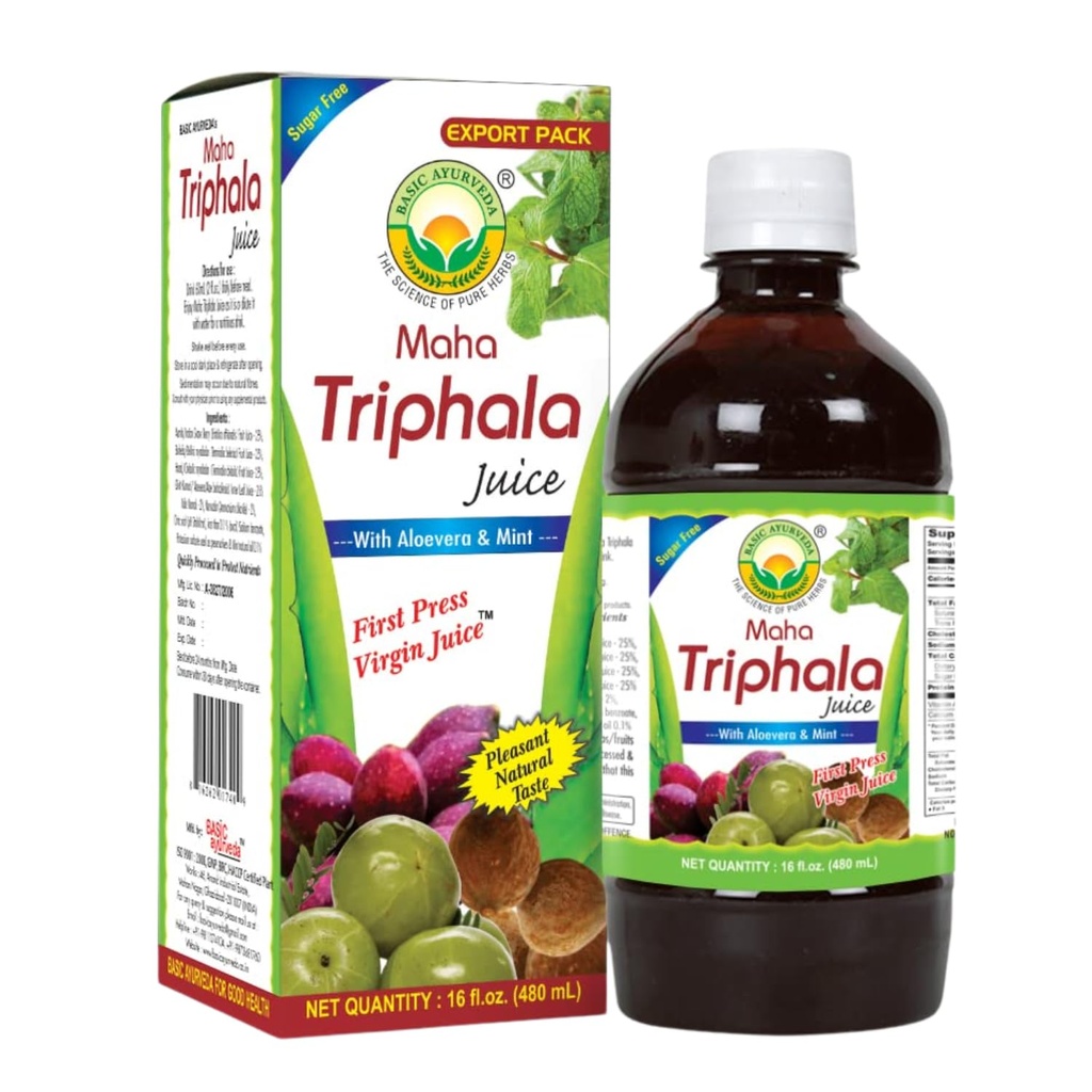 Basic Ayurveda Maha Triphala suc cu Aloe Vera & Mint 