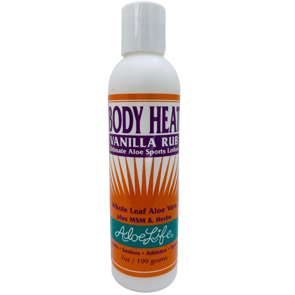 Aloe Life - Body Heat Vanilla Rub, Lubrifiere, Acţiune de încălzire, Soothes & Relieves Sore Muschii, Sigur pentru Seniori & Atleti, Ajuta la reducerea tensiunii & Stress, Gluten-Free (7 oz)
