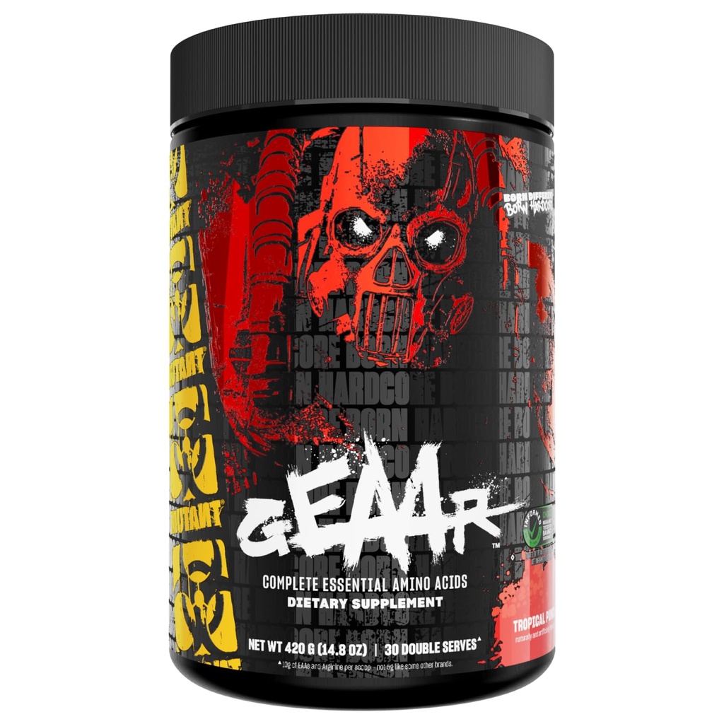 Mutant GEAAR - 9,4 g pulbere EAA + Arginină, 7g BCAAs, 4g Leucină, Electroliți, apă de cocos, 30 Servings - Punch de fructe