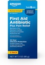 Îngrijire de bază Putere maximă Primul ajutor Triple Unguent Antibiotic, Durere Relief Pentru Tăieturi minore, Zgârieturi și Arsuri, 3 uncie (Pachet de 1)