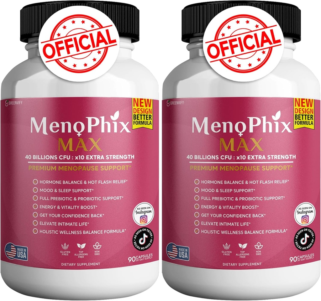 MenoPhix Max Premium Menopause Supplement, 40 de miliarde CFU, extra Putere, 180 capsule (2)