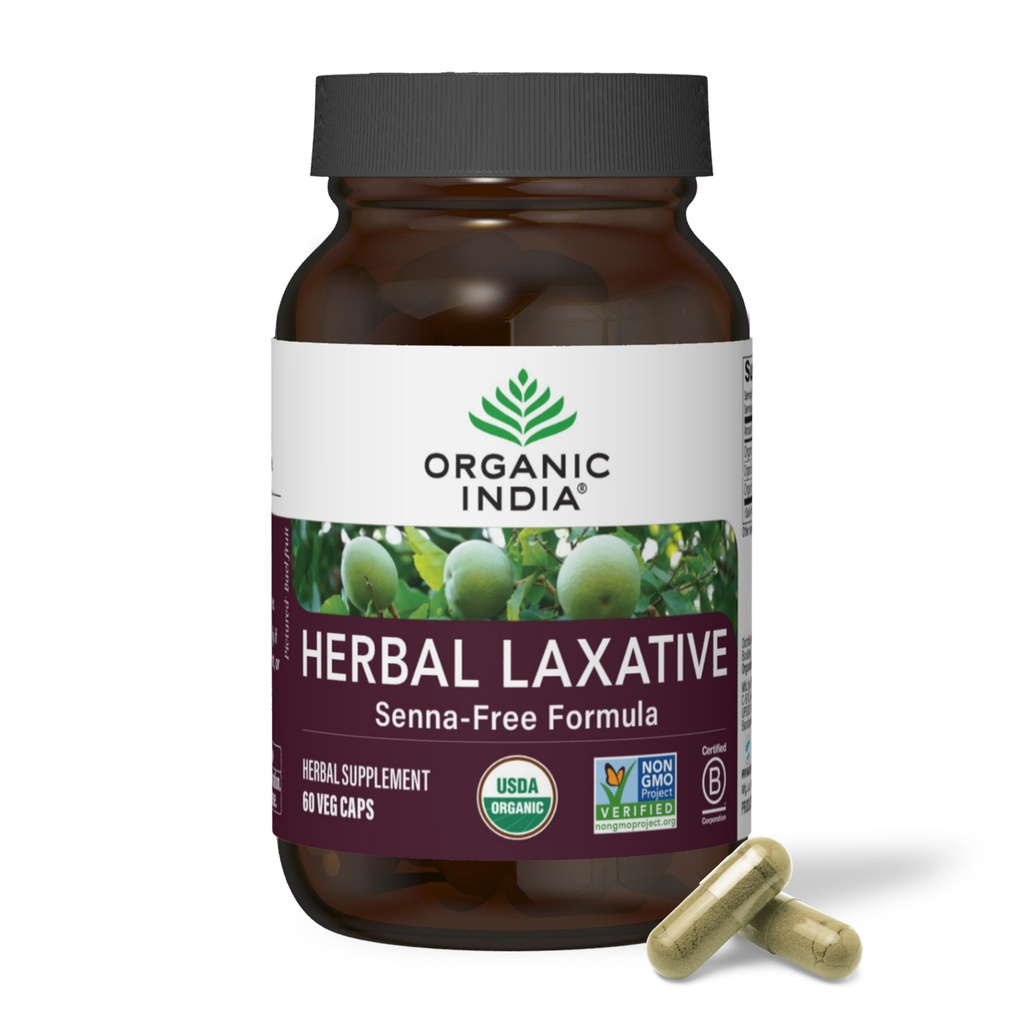 ORGANIC INDIA Supliment laxativ pentru plante - Laxativ natural pentru constipaţie, Capsule laxative pentru plante, Relief constipaţie pentru femei şi bărbaţi - USDA Certified Organic, Non-GMO, Vegan - 60 Capsule