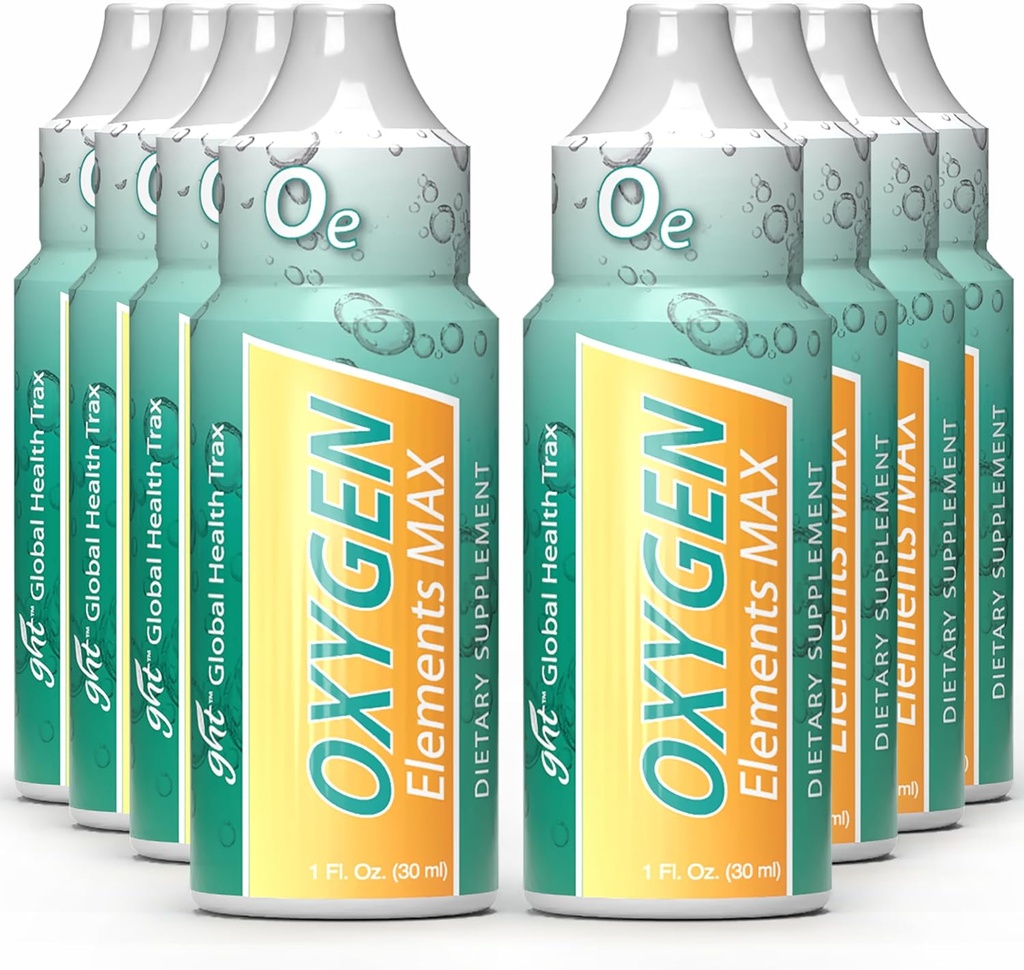 GHT - Elemente de oxigen picaturi de oxigen lichid Max in 1 Sticla Ounce, Supliment portabil - Rezistenta si rezistenta bolster, Celulele de curatare (8 ambalaj)