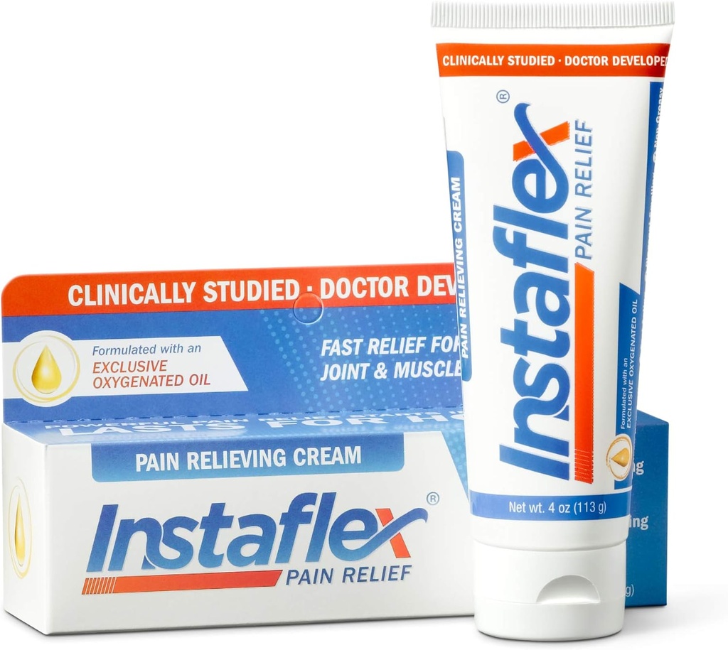 Instaflex Pain Relief Cream Livings Clinic Studied Pain Relief from Artrite, Back Pain, Streins and Joint and Muscle Pain (4 oz)