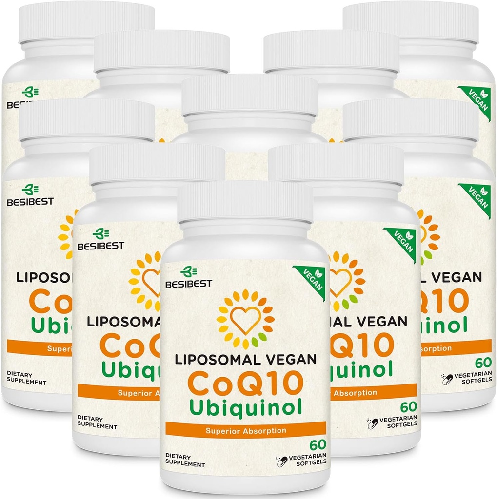 1000 mg CoQ10 Ubichinol lipozomal, 600 Vegan Softgels, supliment Ubichinol CoQ10 de înaltă absorbţie, forma activă antioxidantă de Coenzima Q10 pentru funcţia cardiacă şi producţia de energie