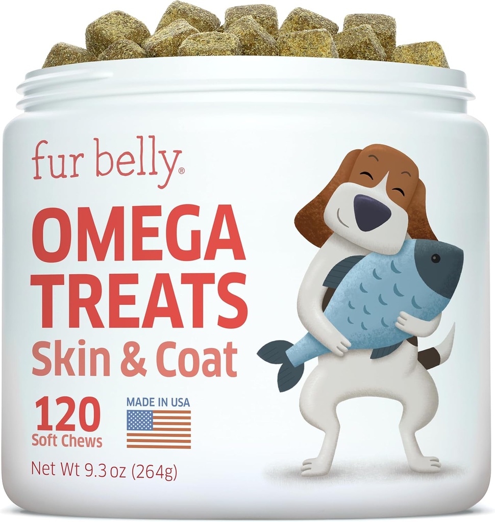 Ulei de somon pentru câini - ulei de pește sălbatic Alaska pentru câini - Omega 3 pentru câini - Mâncărime pentru câini - Sănătate comună câine - Alergie câine ajutor- câine Mâncărime - 120 Dog pește ulei moale Chews