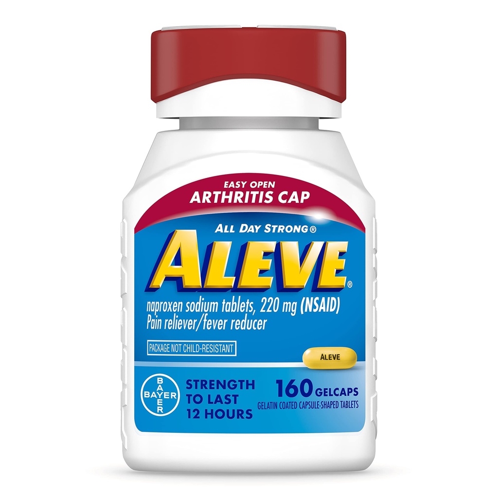 Aleve Gelcaps cu Easy Open Artrite Cap, Naproxen Sodiu, Medicamente pentru Artrită Durere, 160 Conte