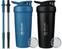 BlenderBottle Strada Shaker Cups cu Silicon Strave, (2 sticle 24-Ounce și 2 paie)