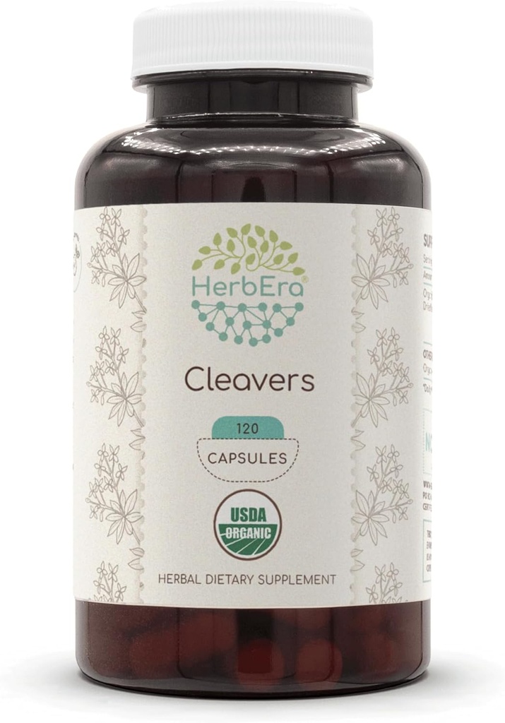 HerbEra Cleavers USDA Organic 120 Capsules 