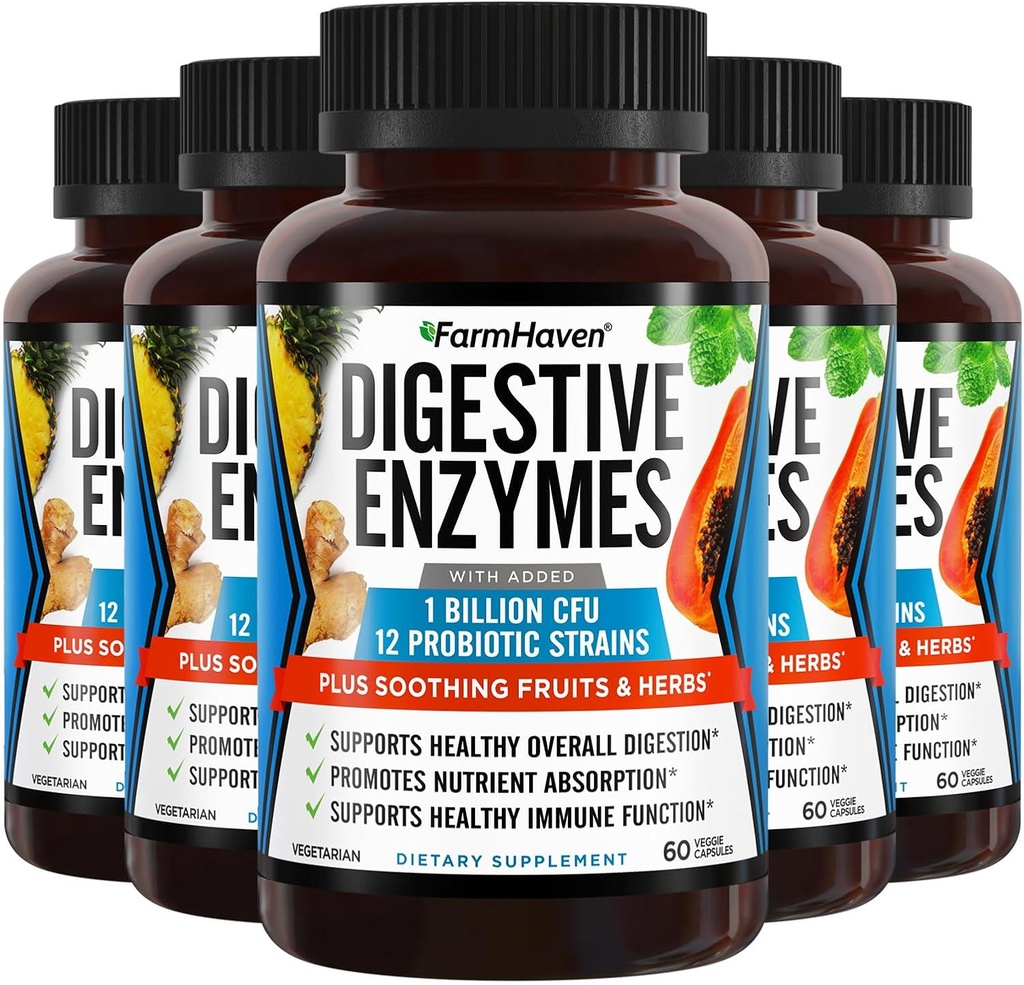 FarmHaven Enzime digestive cu 18 Probiotice si Herbs 