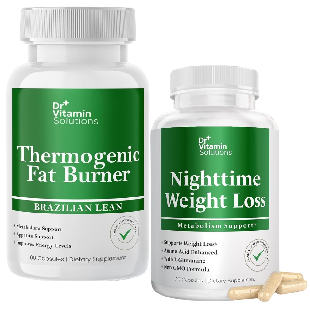DR VITAMIN SOLUŢII termogenice Fat Burner & Nighttime Pierdere în greutate pastile pentru femei, talie Trimmer & Suplimente pentru balonare pentru femei & bărbaţi, 120 capsule