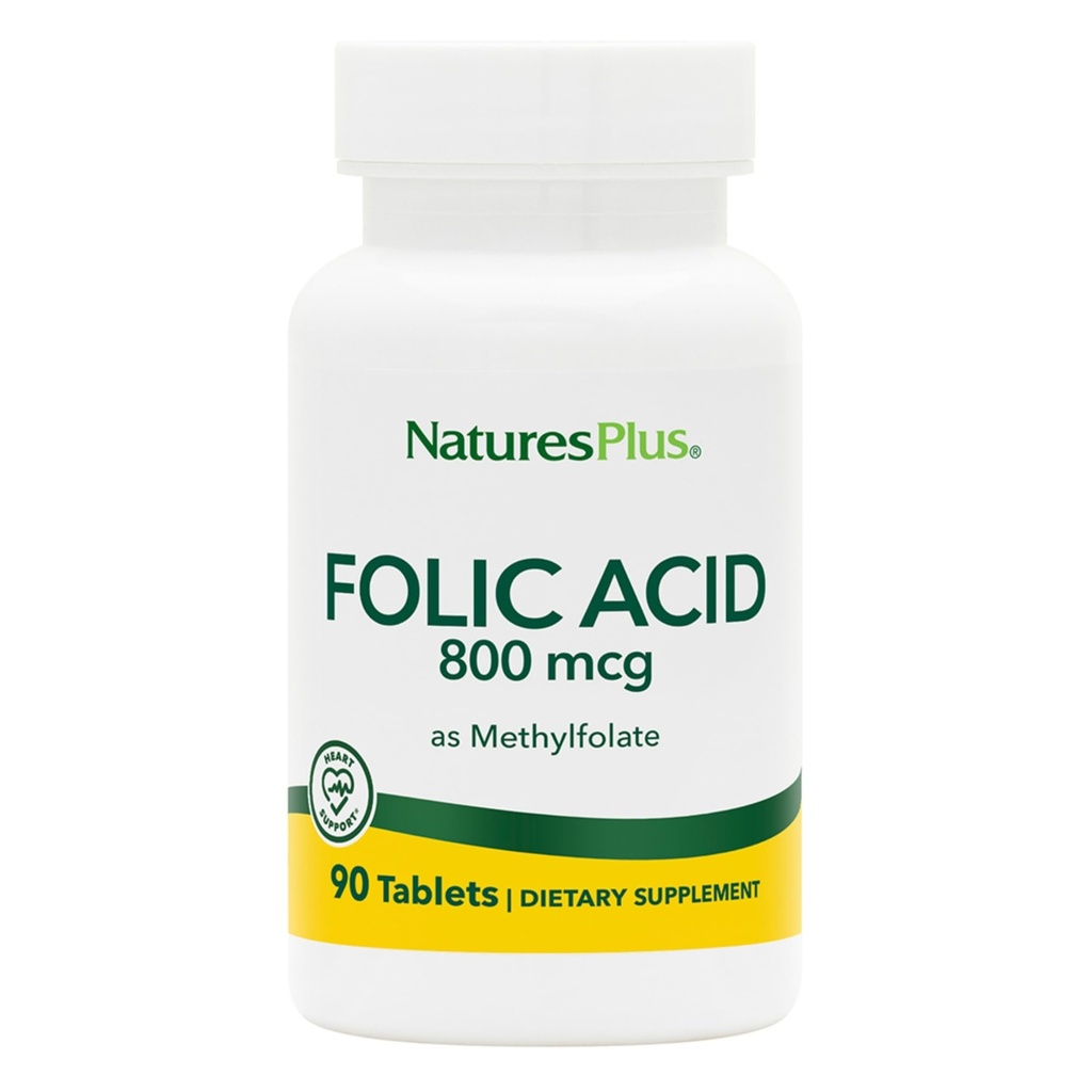 Naturas Plus Acid folic (Metilfolat) - 800 mcg, 90 comprimate Vegane - susține creșterea sănătoasă a țesuturilor - vegetarian, gluten-free - 90 serviri